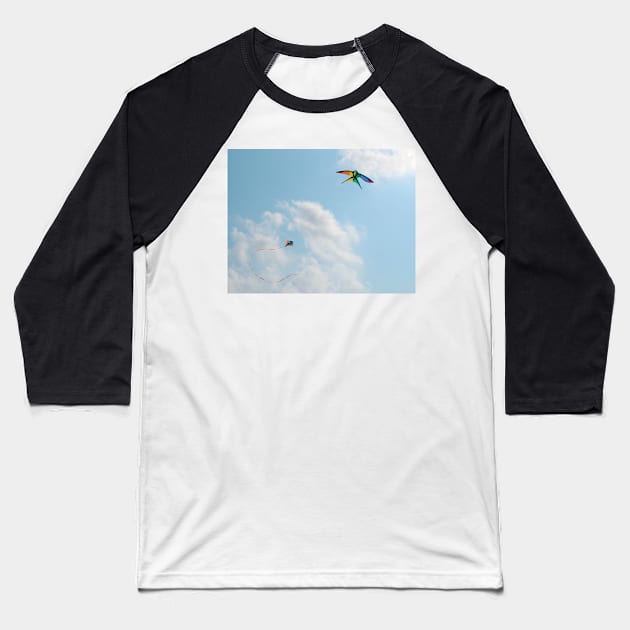 Two Kites in Sky Baseball T-Shirt by jojobob